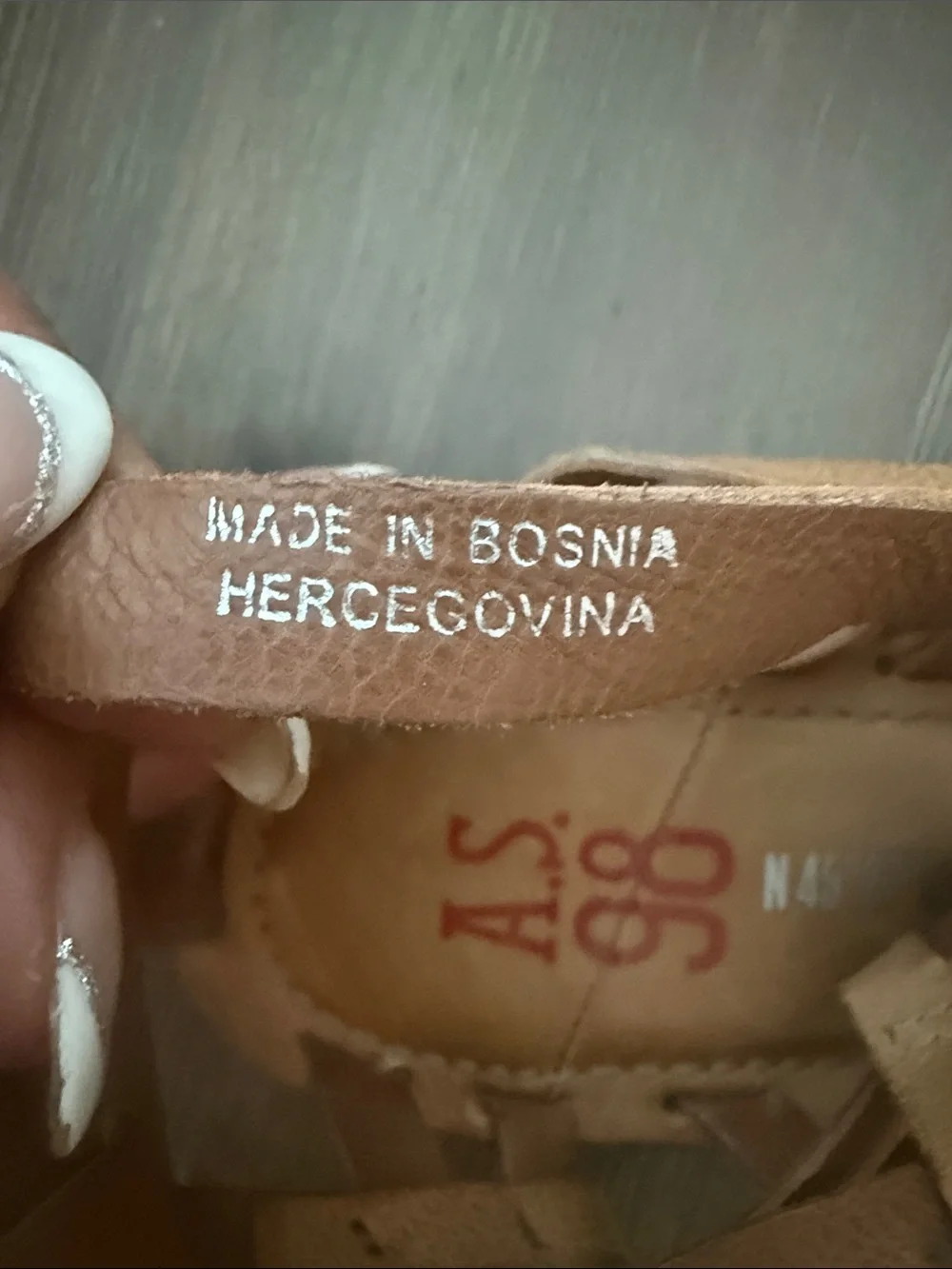 A.S. 98 Ralston Womens Tan Leather Hook & Loop Strap Sandals Shoes